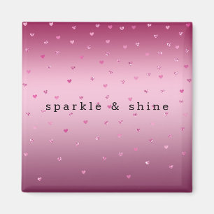 Rosa Glam Glitter Hearts Magnet