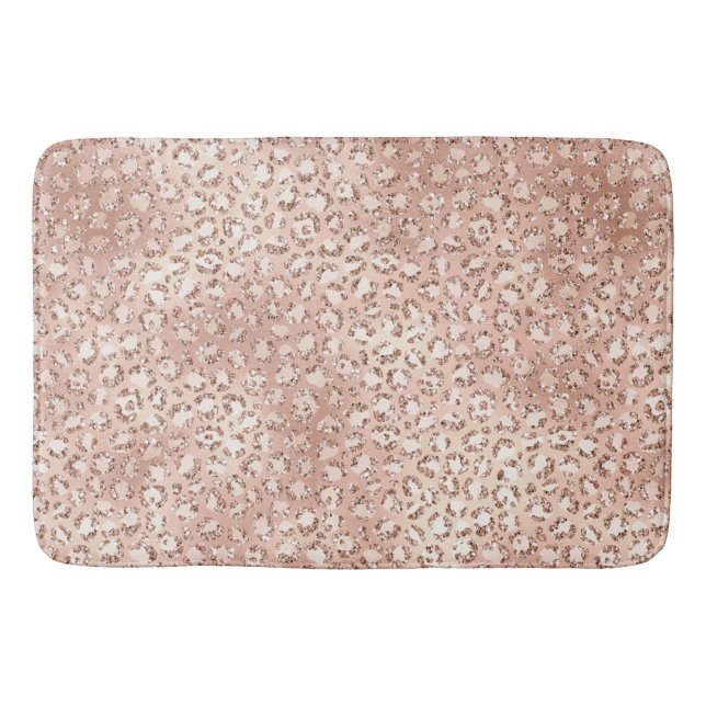  Rosa Glam Glitter Leopard Skriv ut Badrumsmatta (Framsidan)