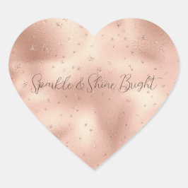  Rosa Glam Glitter Snowflake Hjärtformat Klistermärke