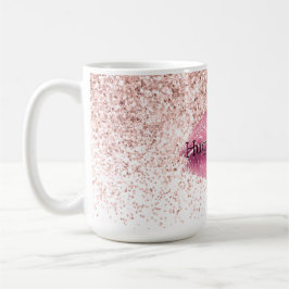 Rosa Glam Glitz Glitter Läppar Kaffemugg