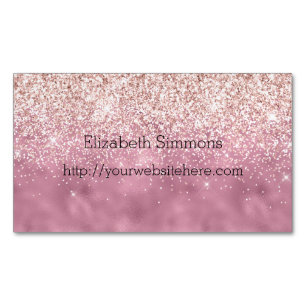 Rosa Glam Glitz Glitter Magnetiska Visitkort