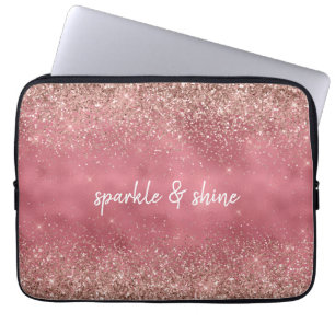 Rosa Glam Glitzy glitter personlig Laptop Fodral