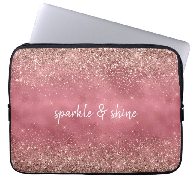 Rosa Glam Glitzy glitter personlig Laptop Fodral (Framsidan)