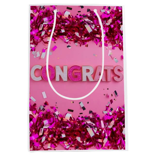 Rosa Glam Gratulerar Gift Bag (Framsidan)