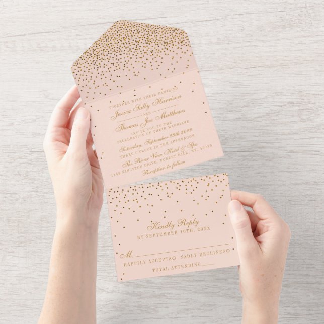  Rosa & Glam Guld Confetti Bröllop (Avrivbar del)