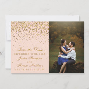 Rosa & Glam Guld Confetti Bröllop Foto Spara Datumet