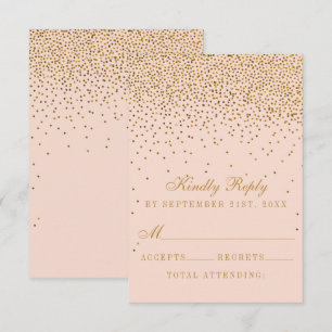  Rosa & Glam Guld Confetti Bröllop OSA Kort