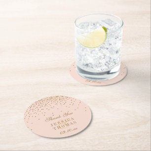 Rosa & Glam Guld Confetti Bröllop Underlägg Papper Rund