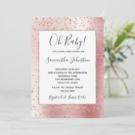 Rosa Glam Guld Glitter Konfetti Baby Shower Inbjudningar