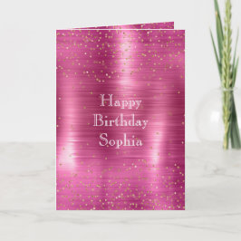 Rosa Glam Guld Gnistra Confetti Birthday Kort