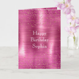 Rosa Glam Guld Gnistra Confetti Birthday Kort