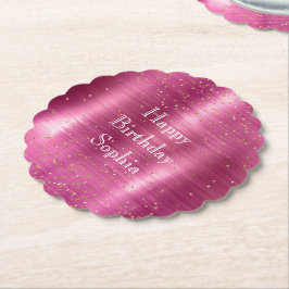 Rosa Glam Guld Gnistra Confetti Birthday Underlägg Papper