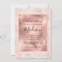  Rosa Glam Guld Zebra tryck Inbjudningar