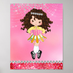 Rosa Glam Irish Dance Brunette Girl Poster