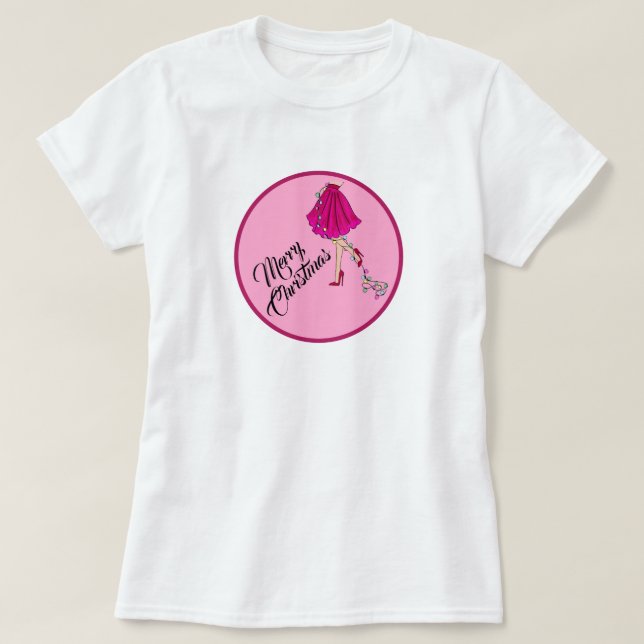 Rosa Glam Jul  T Shirt (Design framsida)