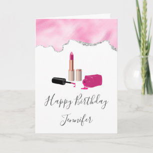 Rosa Glam Lipstick & Nagel Polska Beauty Birthday Kort
