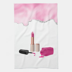 Rosa Glam Lipstick & Nagel polska Beauty Thmet Kökshandduk
