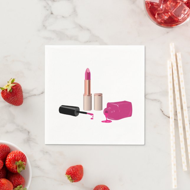Rosa Glam Lipstick & Nagel polska Beauty Thmet Pappersservett (Insitu)