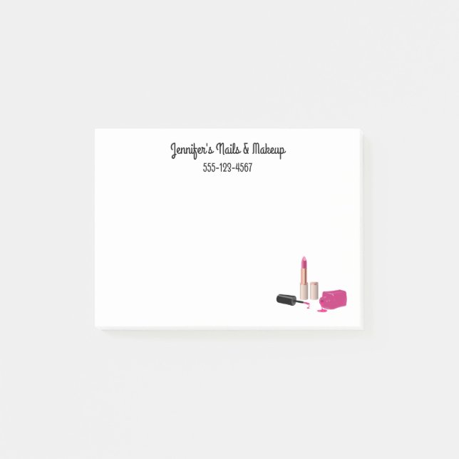 Rosa Glam Lipstick & Nagel polska Beauty Thmet Post-it Block (Framsida)