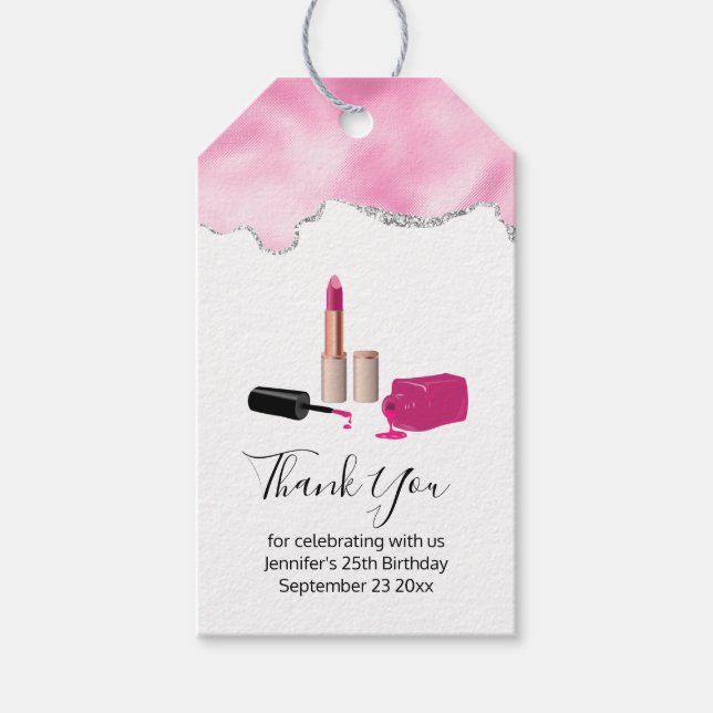 Rosa Glam Lipstick & Nagel polska Tack Presentetikett (Framsidan)