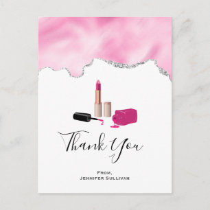 Rosa Glam Lipstick & Nagel polska Tack Vykort