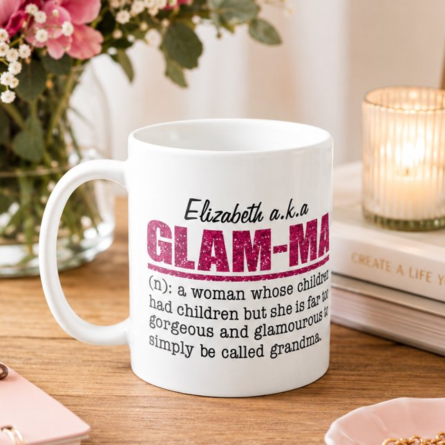 Rosa Glam Ma - Mormor  Kaffemugg (Skapare uppladdad)