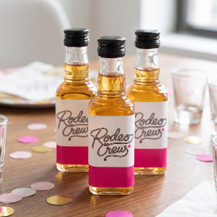Rosa Glam Rodeo Crew Western Systerfest Spritflaskor Etikett
