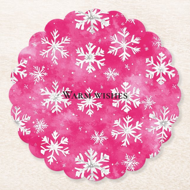 Rosa Glam Snöflingor jul Underlägg Papper (Framsida)