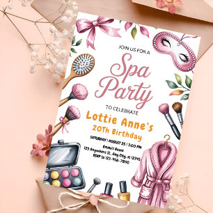 Rosa Glam Spa-fest Inbjudningar