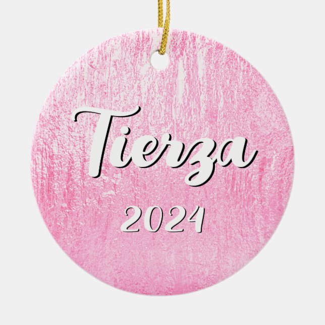 Rosa Glam Textur Personlig Julgransprydnad Keramik (Framsidan)