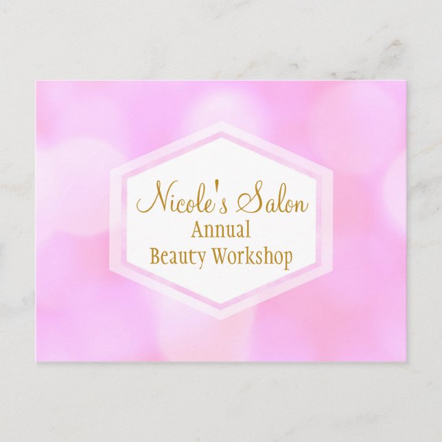 Rosa Glamourljus Bokeh Chic Event Postcard Vykort (Framsida)