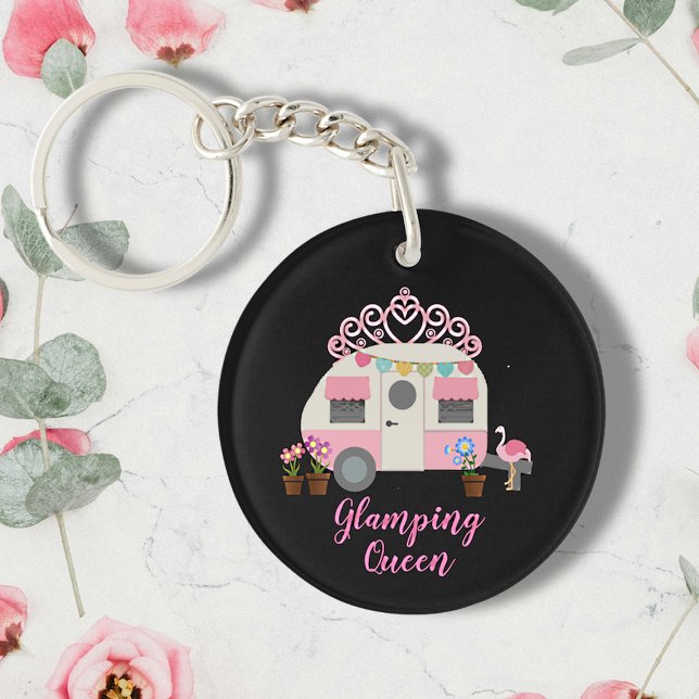 Rosa Glamper Camper Queen Acrylic Keychain (Skapare uppladdad)