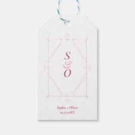 Rosa glänsande monogram bröllopsgåva presentkort presentetikett