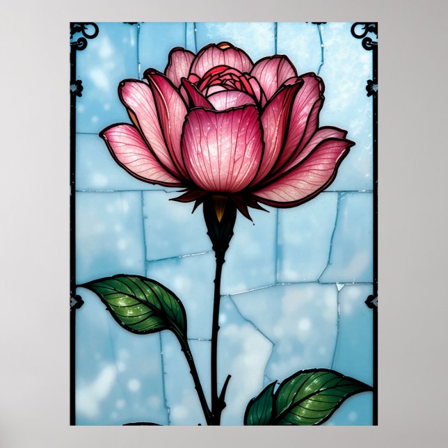 Rosa glasmålning i rosa poster (Framsidan)