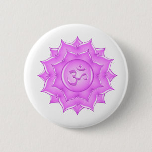 Rosa Glass Lotus Flower Om Symbol Teckning Knapp