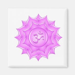 Rosa Glass Lotus Flower Om Symbol Teckning Magnet