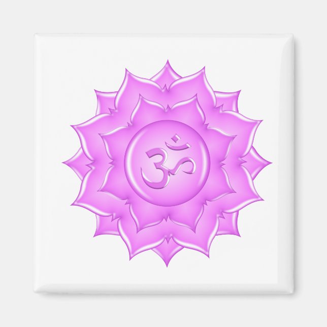 Rosa Glass Lotus Flower Om Symbol Teckning Magnet (Framsidan)
