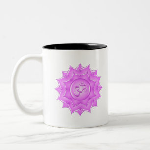 Rosa Glass Lotus Flower Om Symbol Teckning Två-Tonad Mugg