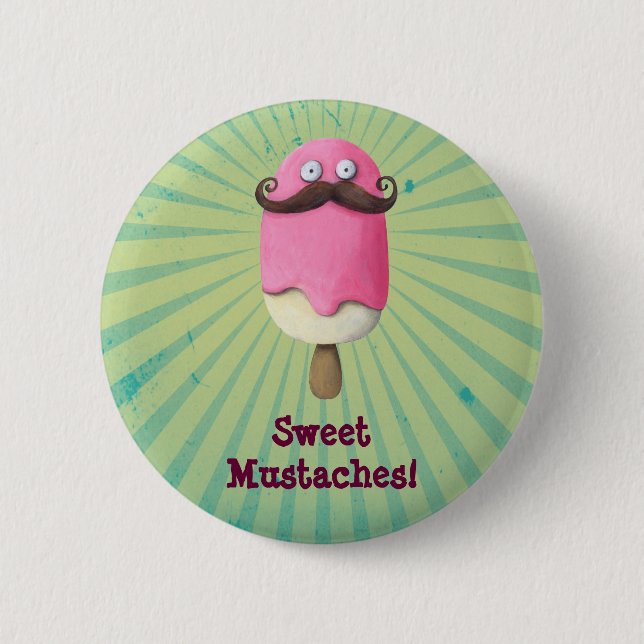 Rosa glass med mustascher knapp (Framsida)
