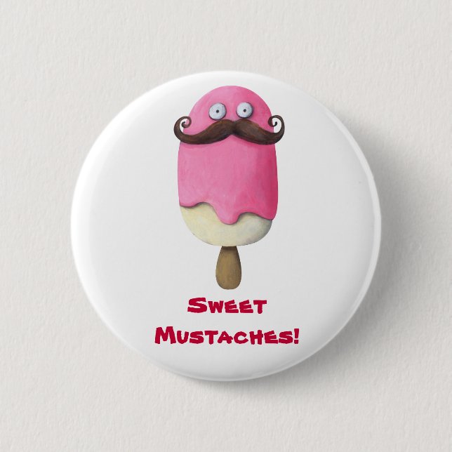 Rosa glass med mustascher knapp (Framsida)