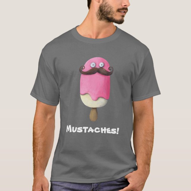 Rosa glass med mustascher tee (Framsida)