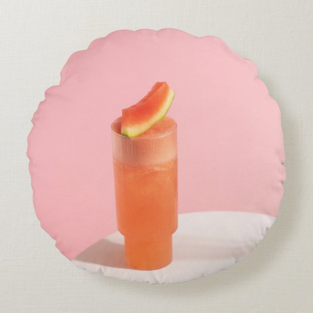 Rosa glass på kon rund kudde (Framsidan)