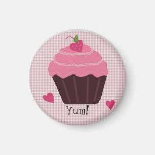 Rosa glassad cupcake magnet