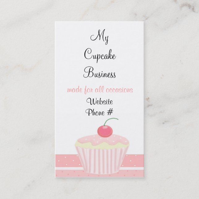 Rosa glassad cupcake visitkort (Framsida)