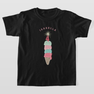 Rosa Glasserkyl Girl 4-års Födelsedagsfest Tee Shirt