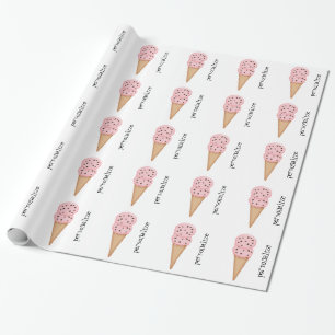 Rosa glasskottar personifierar inpackning av presentpapper
