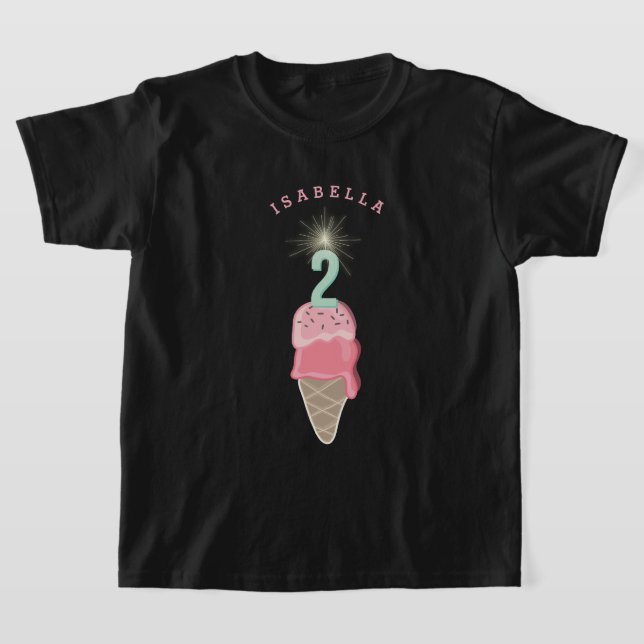 Rosa Glasskula Flicktema till 2-års födelsedagsfes T Shirt (Laydown)