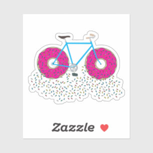 Rosa Glazed Donut Hjul Cycle with Sprinkles Klistermärken