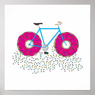 Rosa Glazed Donut Hjul Cycle with Sprinkles Poster