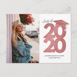 Rosa Glitter 2020 Studenten Vykort